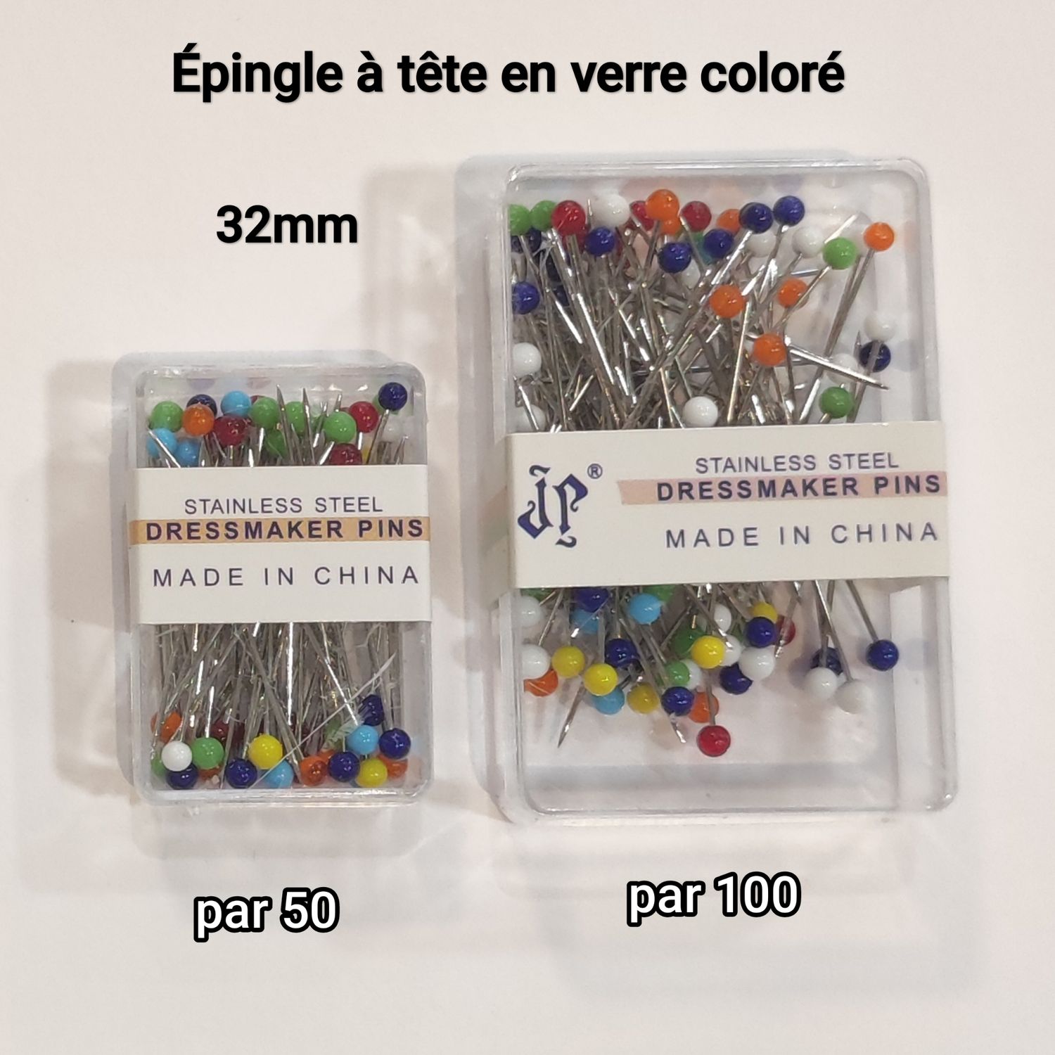 Épingle à tête en verre 32mm