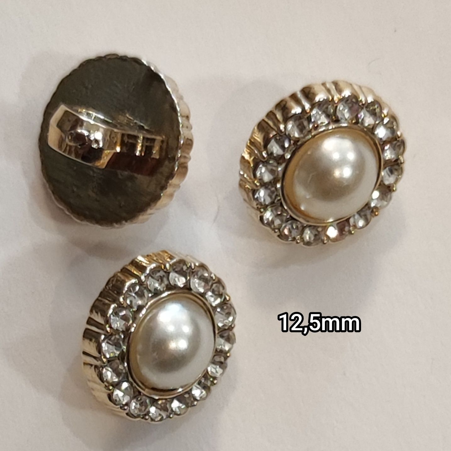Bouton tige avec perles 12.5mm