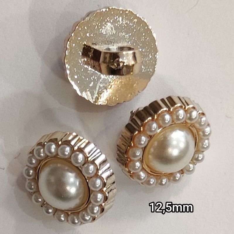 Bouton doré avec perles 12,5mm