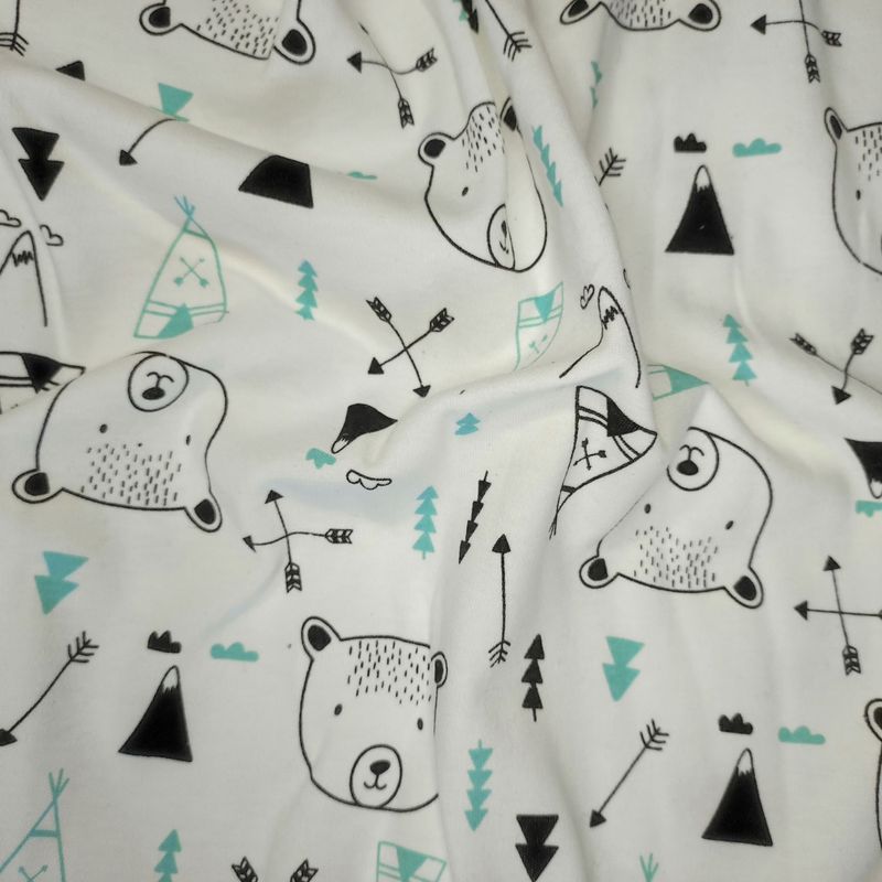 Tissus imprimé 100% coton jersey motif ours