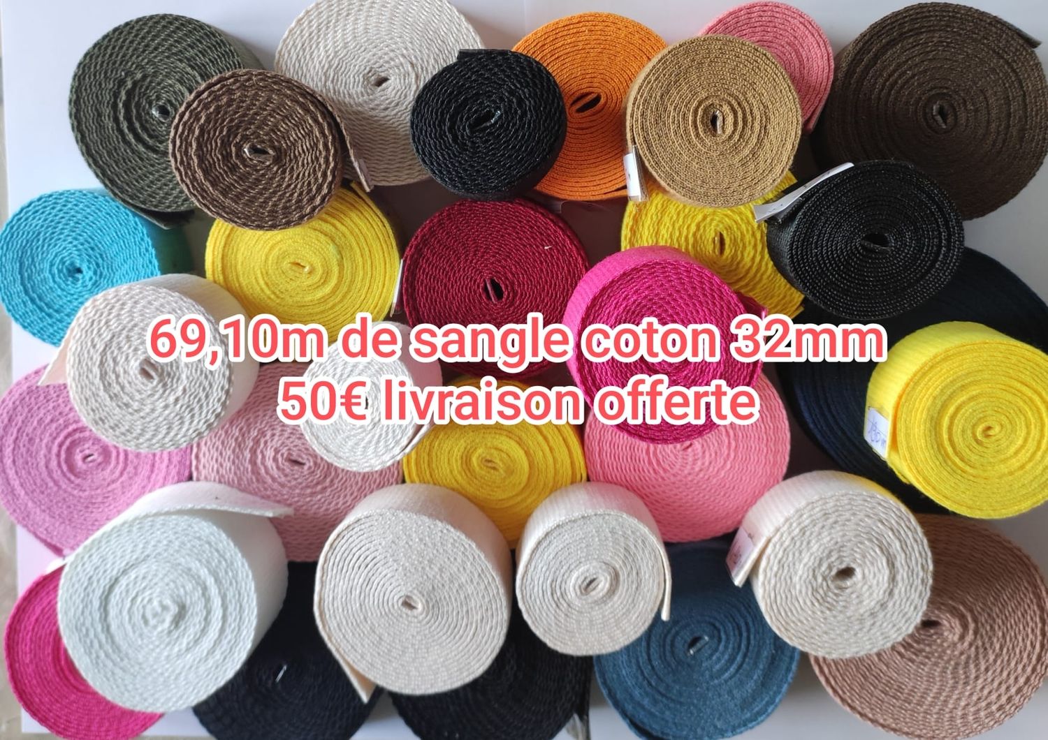 69,10 mètres sangle coton 32mm