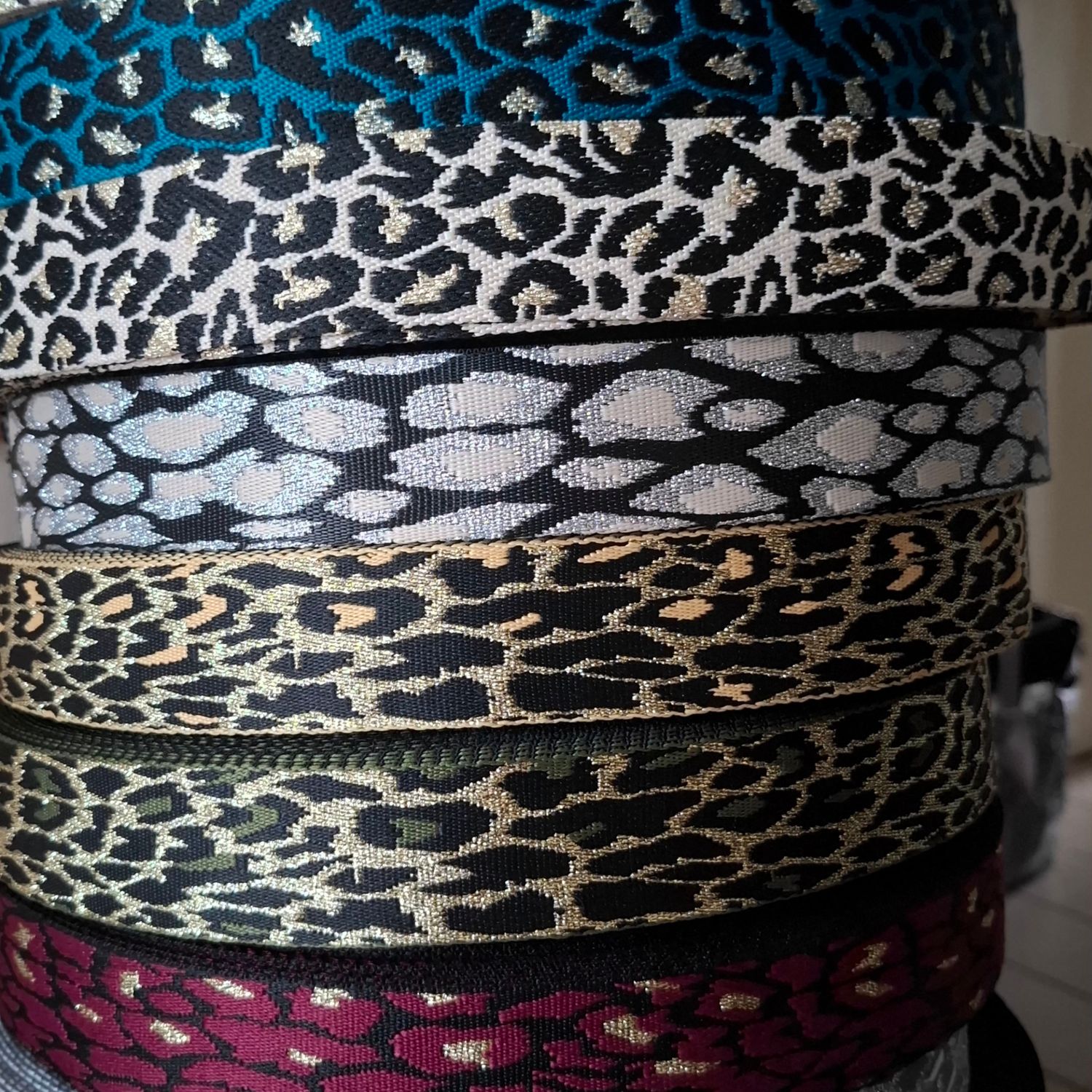 Sangle léopard lurex 38mm (choisissez vos couleurs)