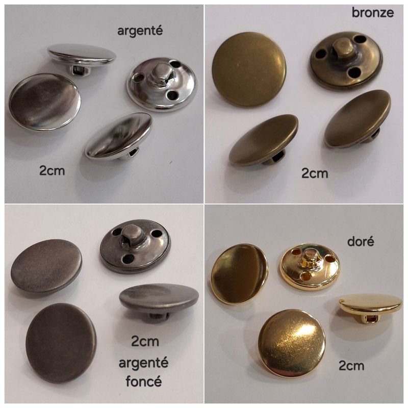 Bouton métal simple 2cm (4couleurs)