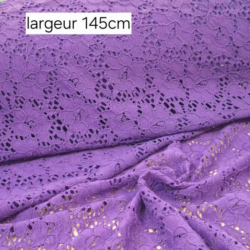 Dentelle mauve extensible 145cm au mètre