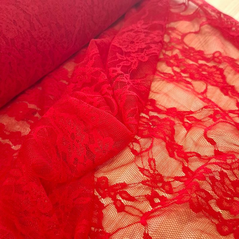 Dentelle rouge extensible 154 cm au mètre