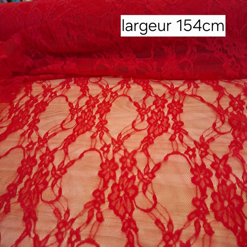 Dentelle rouge extensible 154 cm au mètre