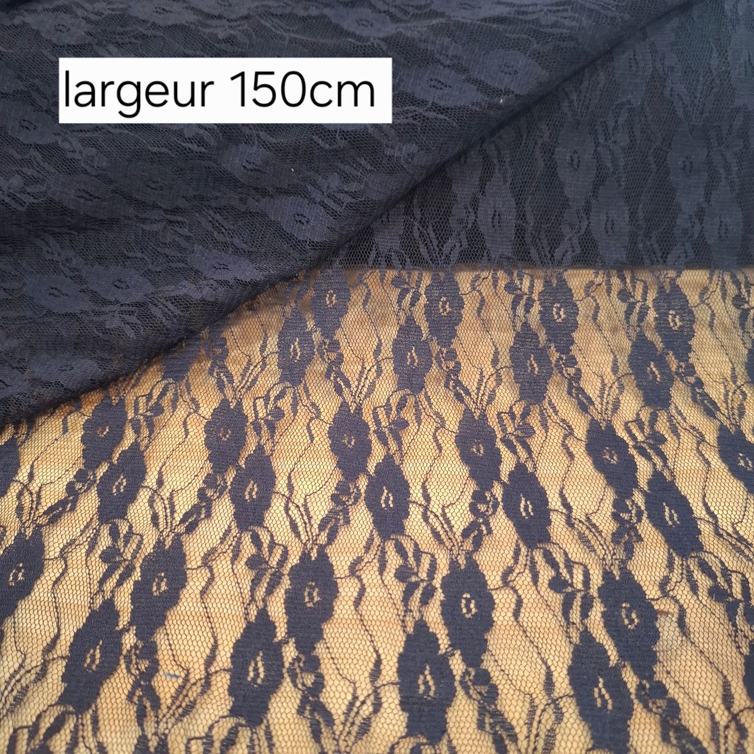 Dentelle bleu foncé extensible au mètre