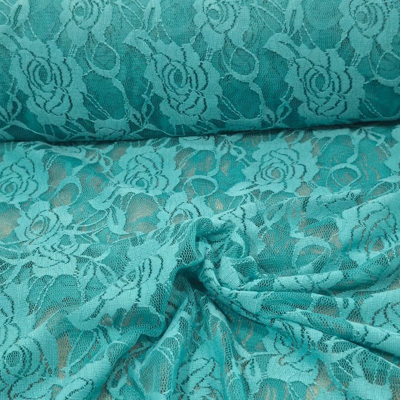 Dentelle turquoise clair extensible 145cm au mètre