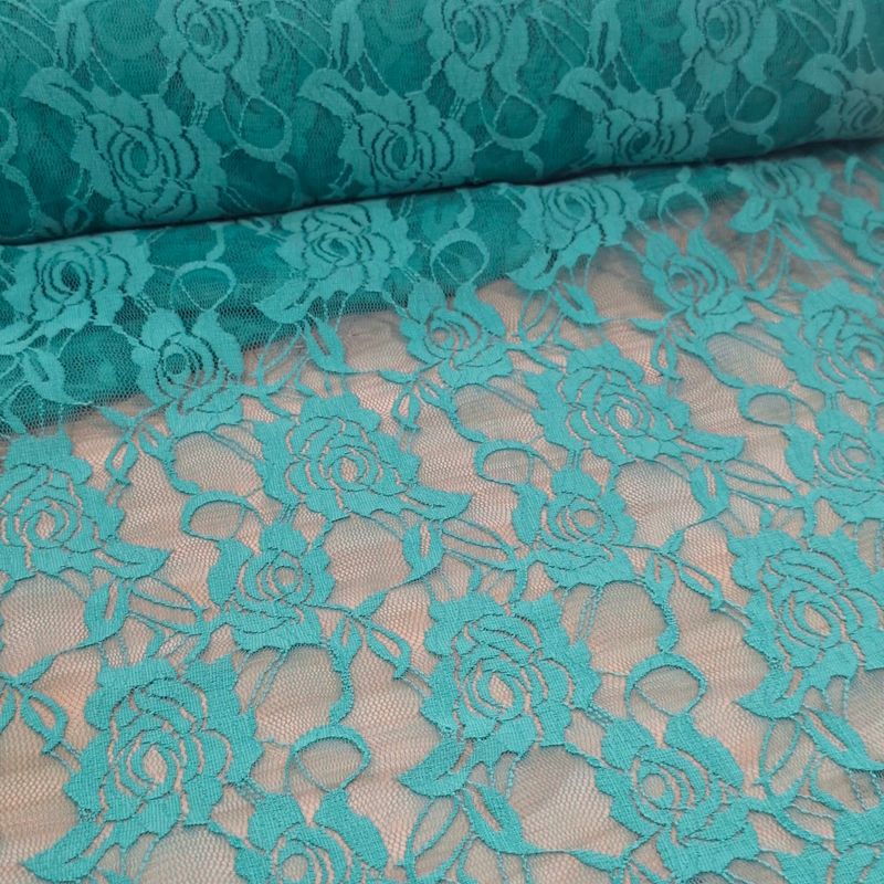 Dentelle turquoise clair extensible 145cm au mètre
