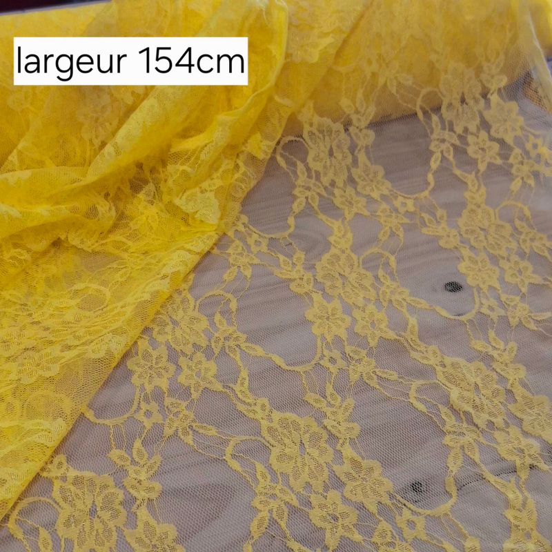 Dentelle jaune extensible 154cm au mètre