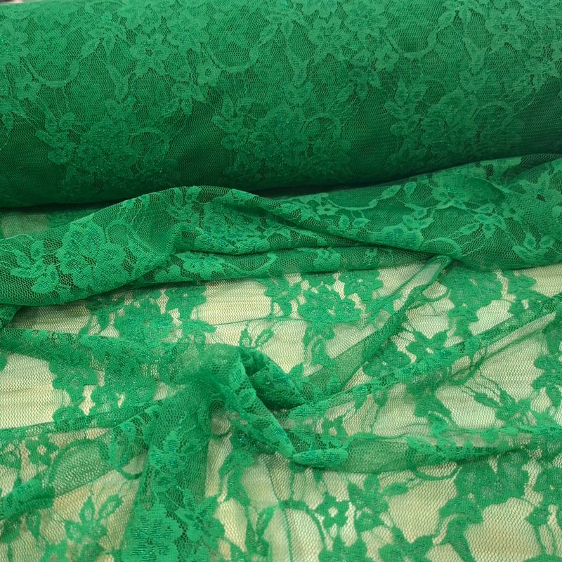 Dentelle vert vif extensible 150cm au mètre