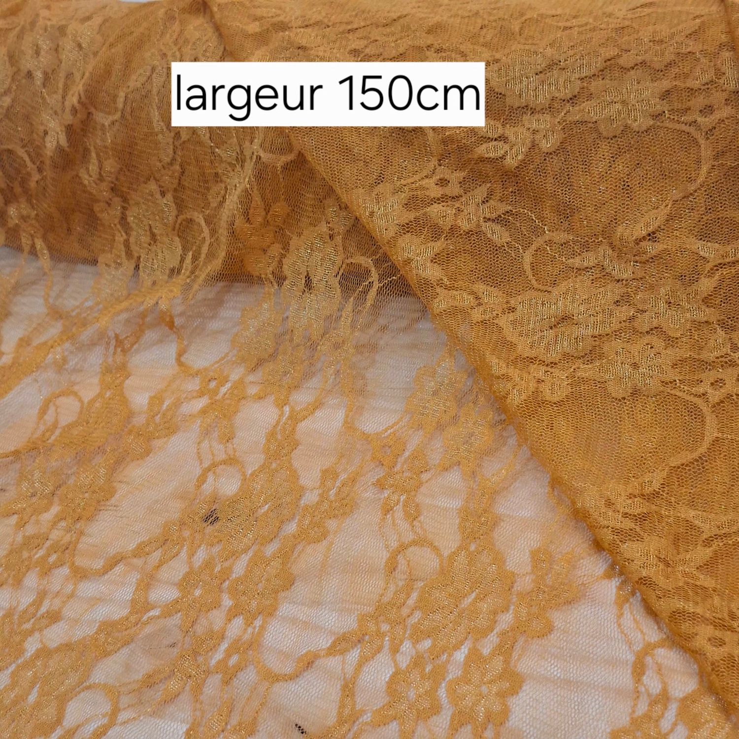 Dentelle moutarde foncé extensible au mètre