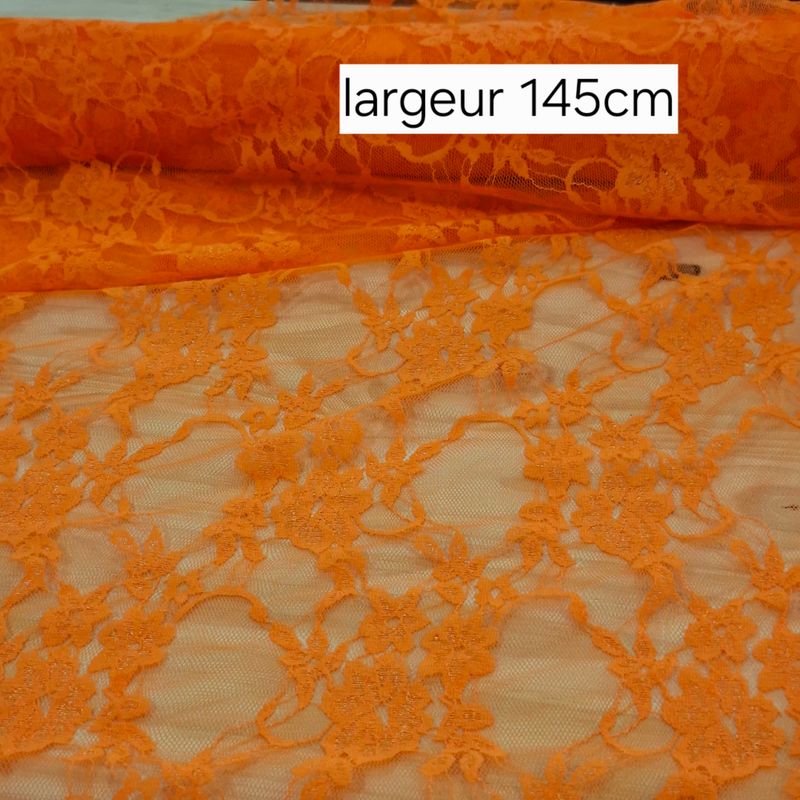 Dentelle orange extensible 150cm au mètre