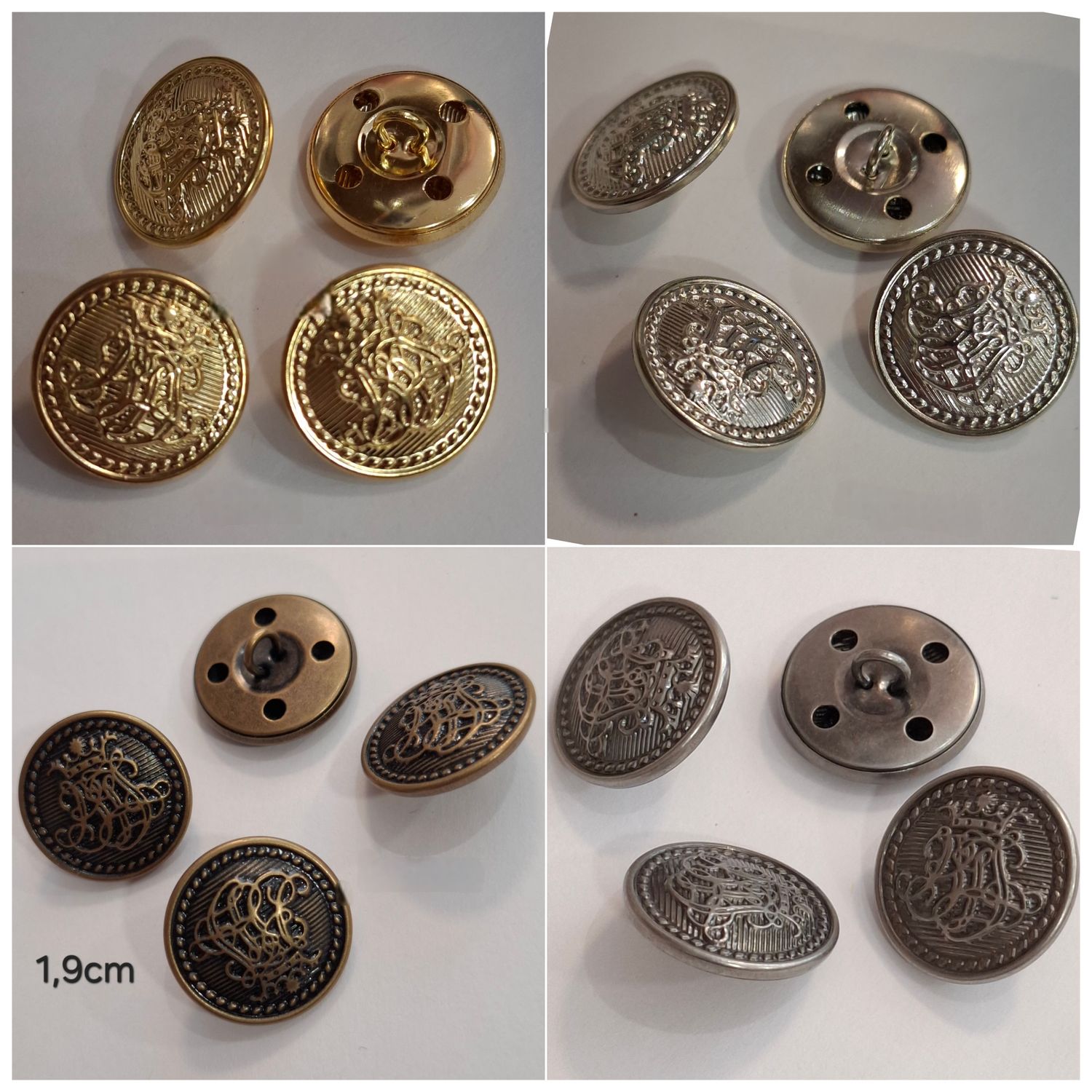 Bouton métal avec motif 1,9cm (4couleurs)