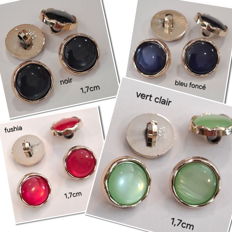 Bouton doré à tige avec couleur 17mm