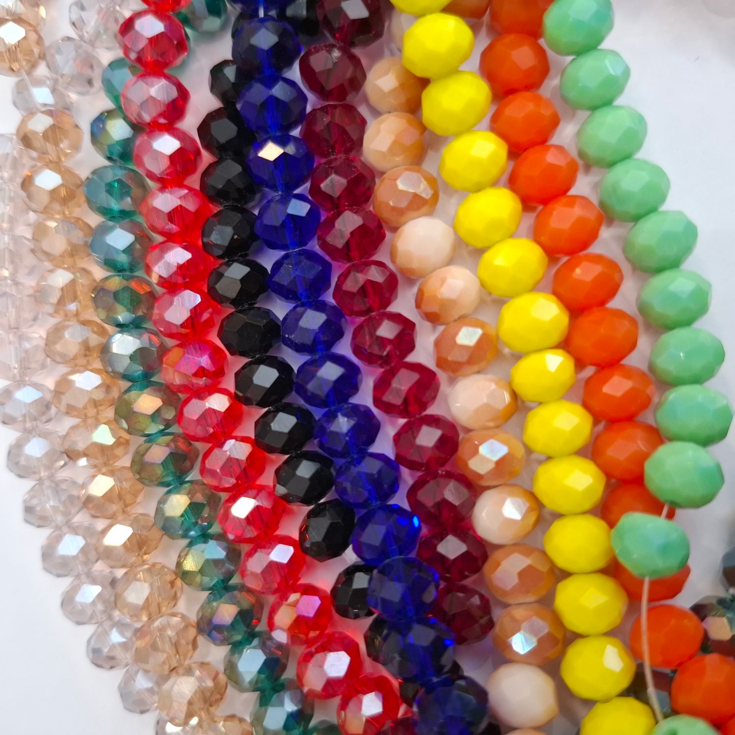 63 perles en verre à facette 8x6mm / choisissez vos couleurs