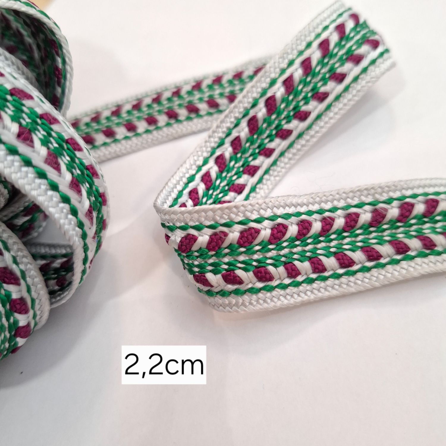 Sfifa 2,2cm blanc / vert / prune violet