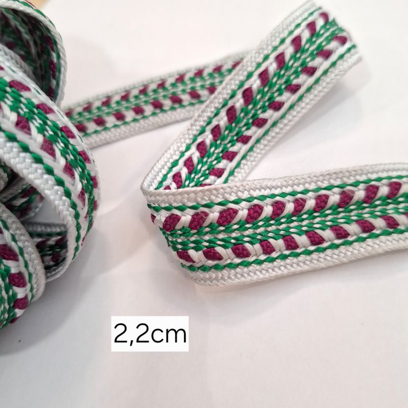 Sfifa 2,2cm blanc / vert / prune violet