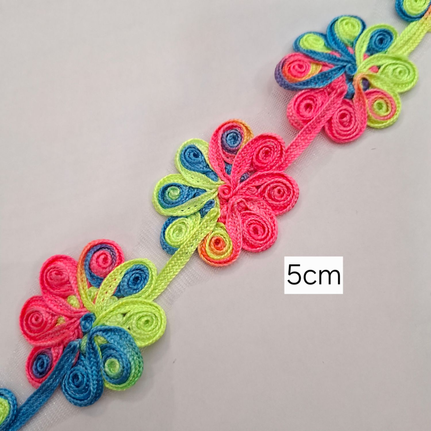 Galon coloré fleurs 5cm