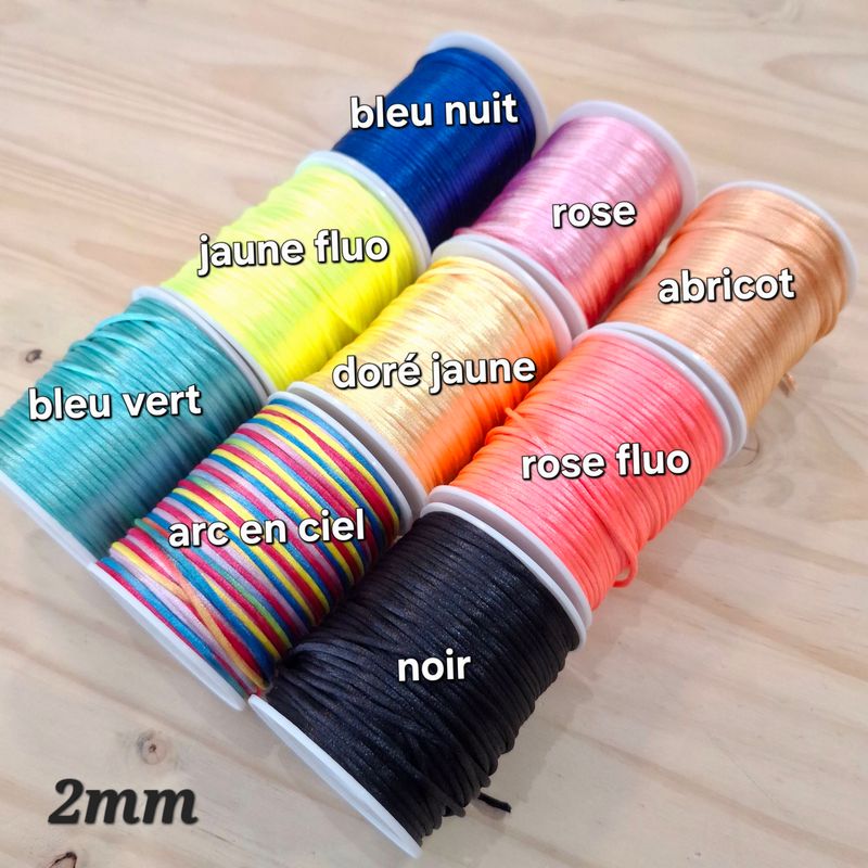9 mètres fil nylon cordon 2mm / choisissez vos couleurs