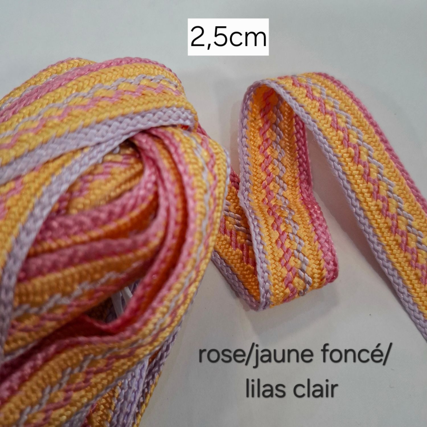 Sfifa 2,5cm rose/jaune foncé/lilas clair