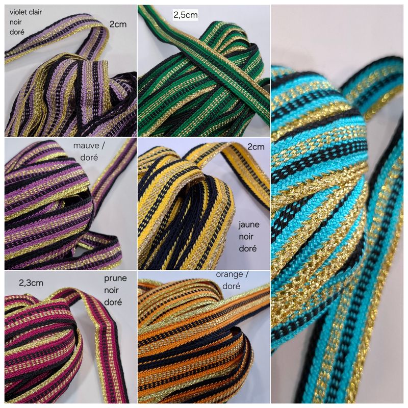 Galon Sfifa avec doré 2,5cm (choisissez vos couleurs)