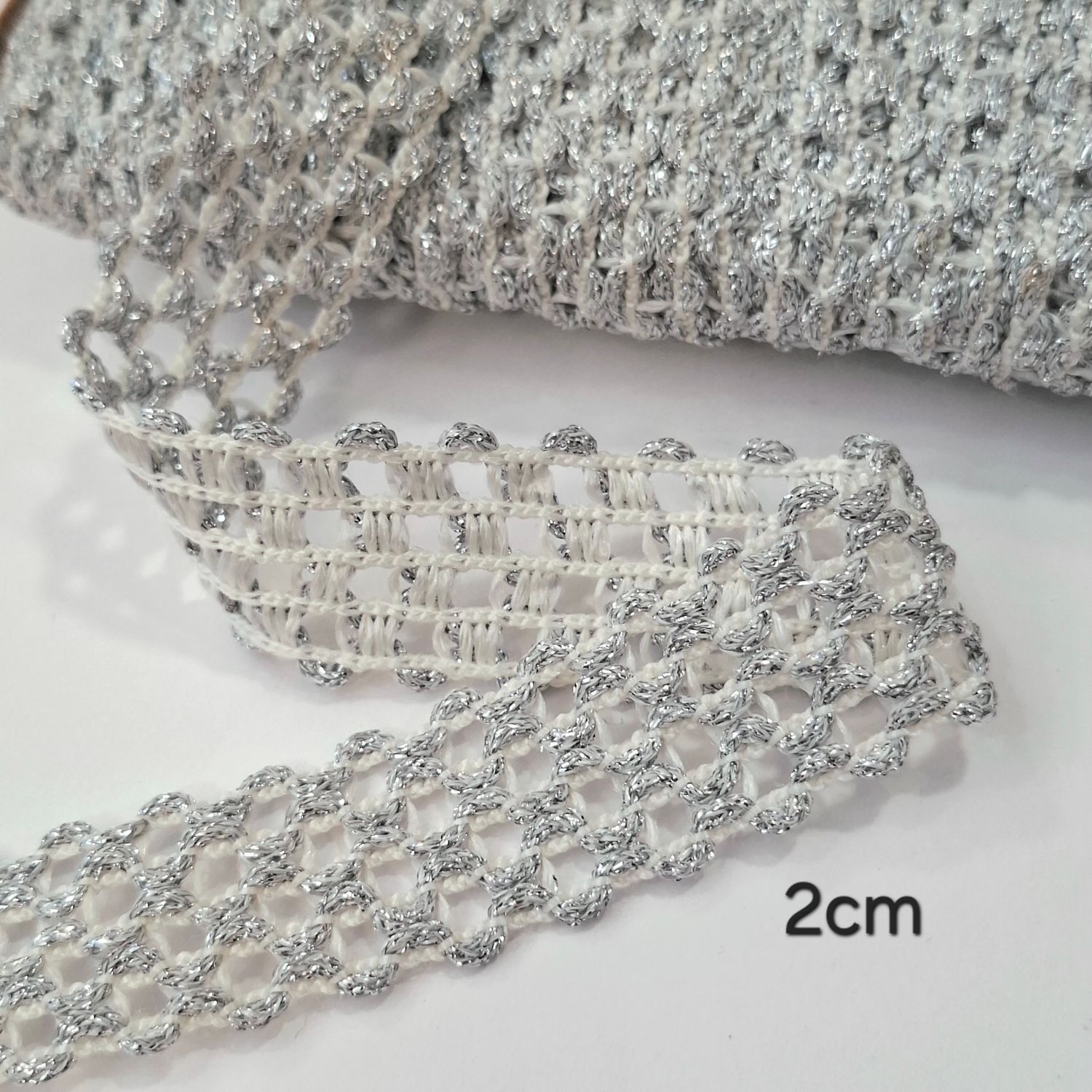 Galon argenté 2 cm au mètre