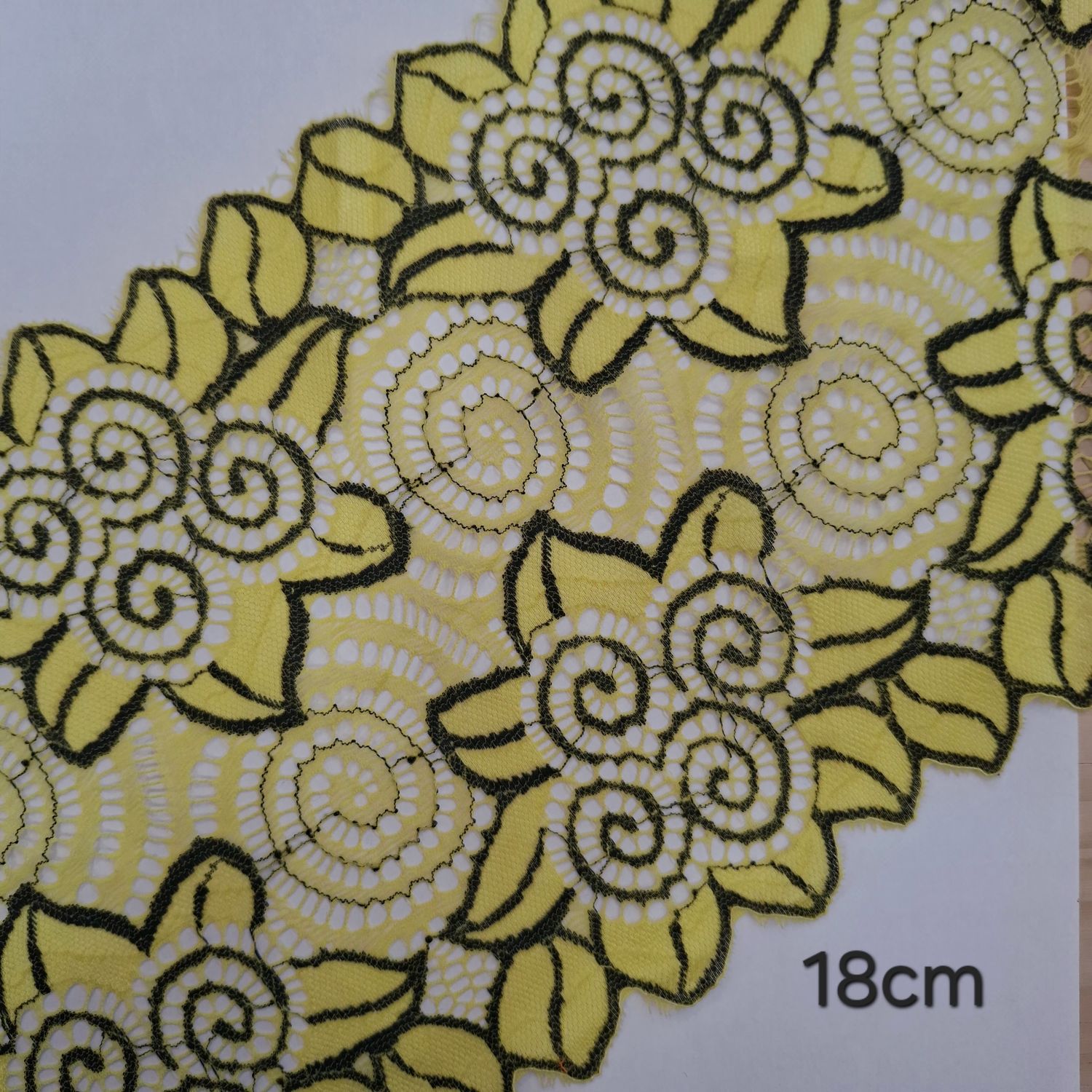 Dentelle extensible jaune/noir