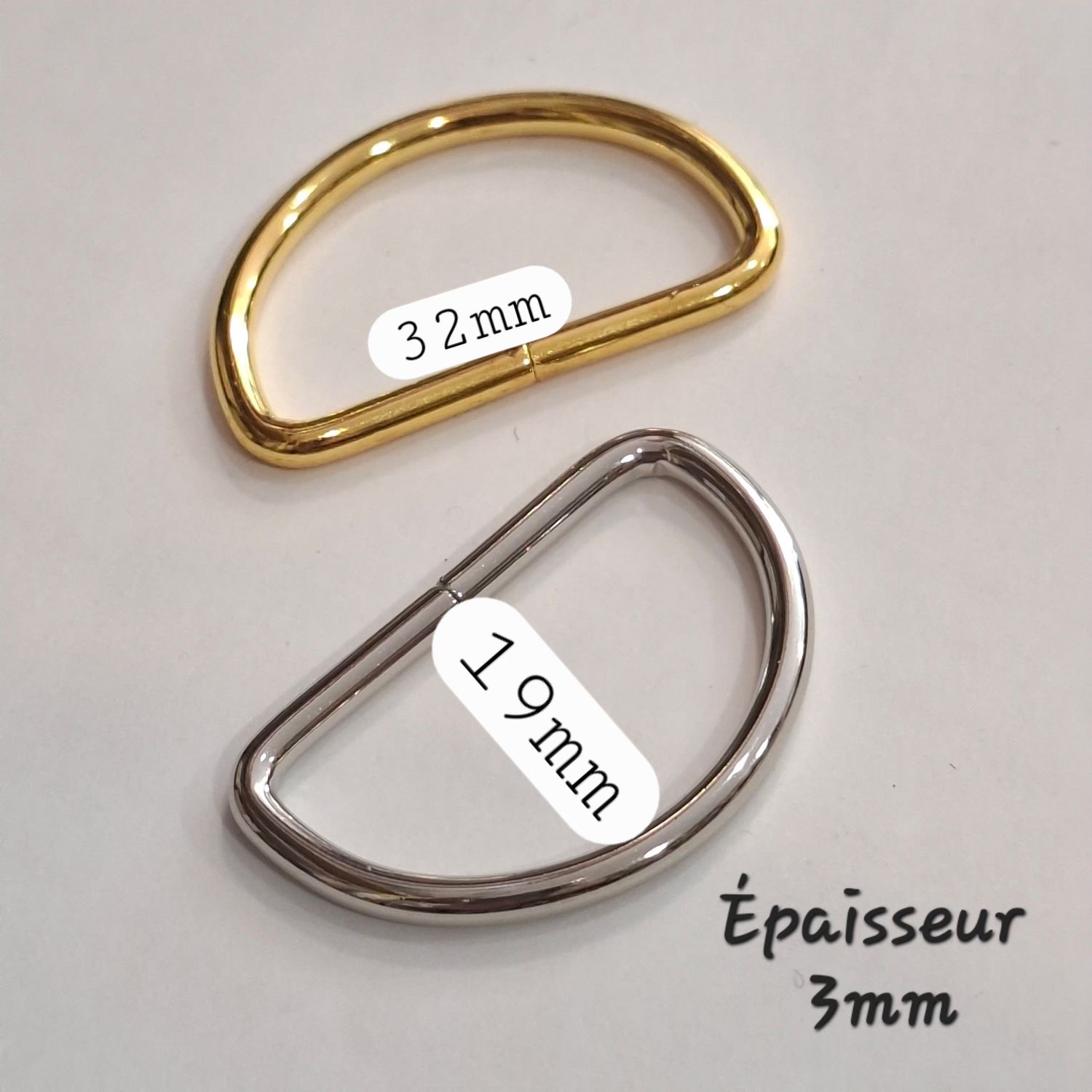 Anneau en D 32 mm (choisissez vos couleurs)