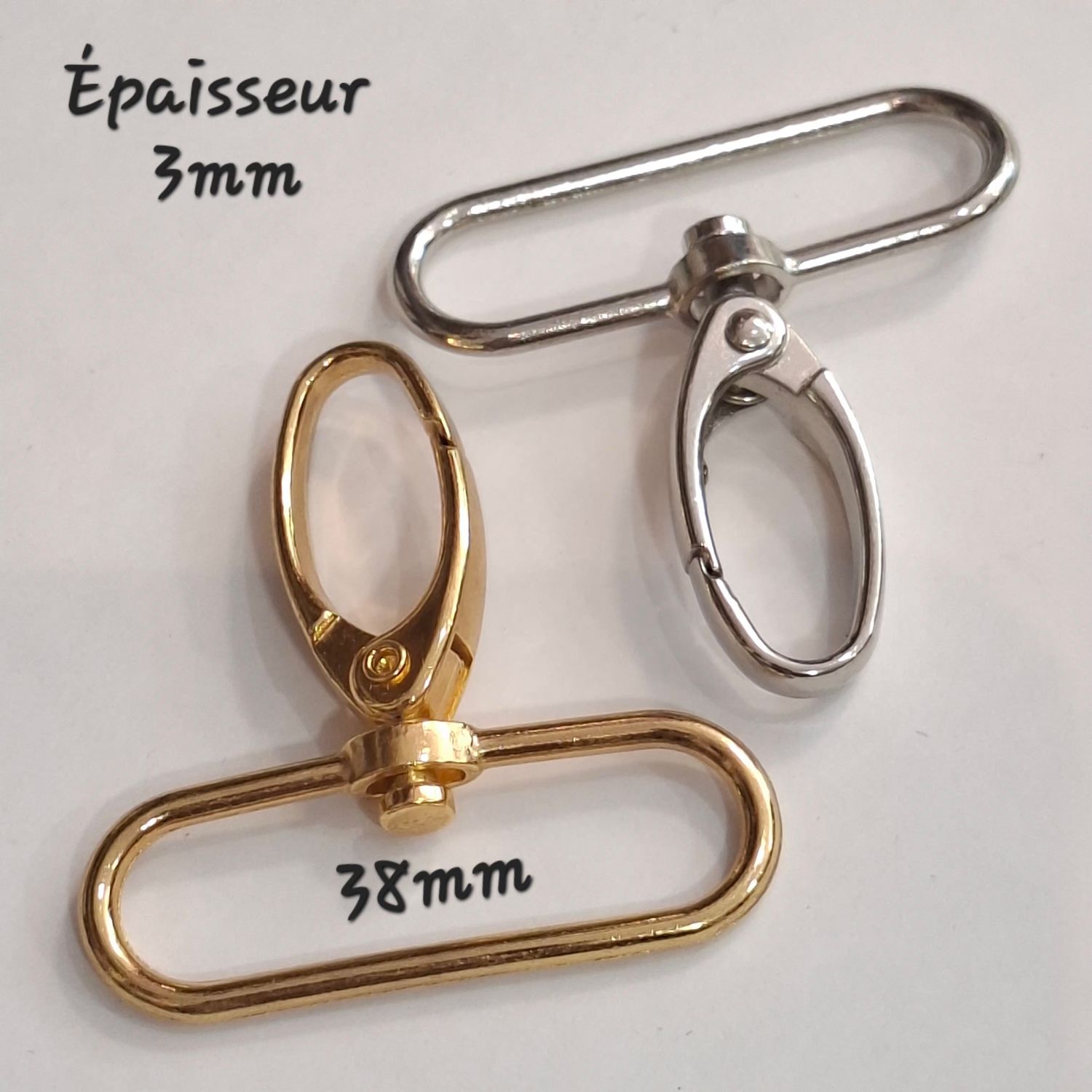 Mousqueton pivotant 38mm (choisissez vos couleurs)