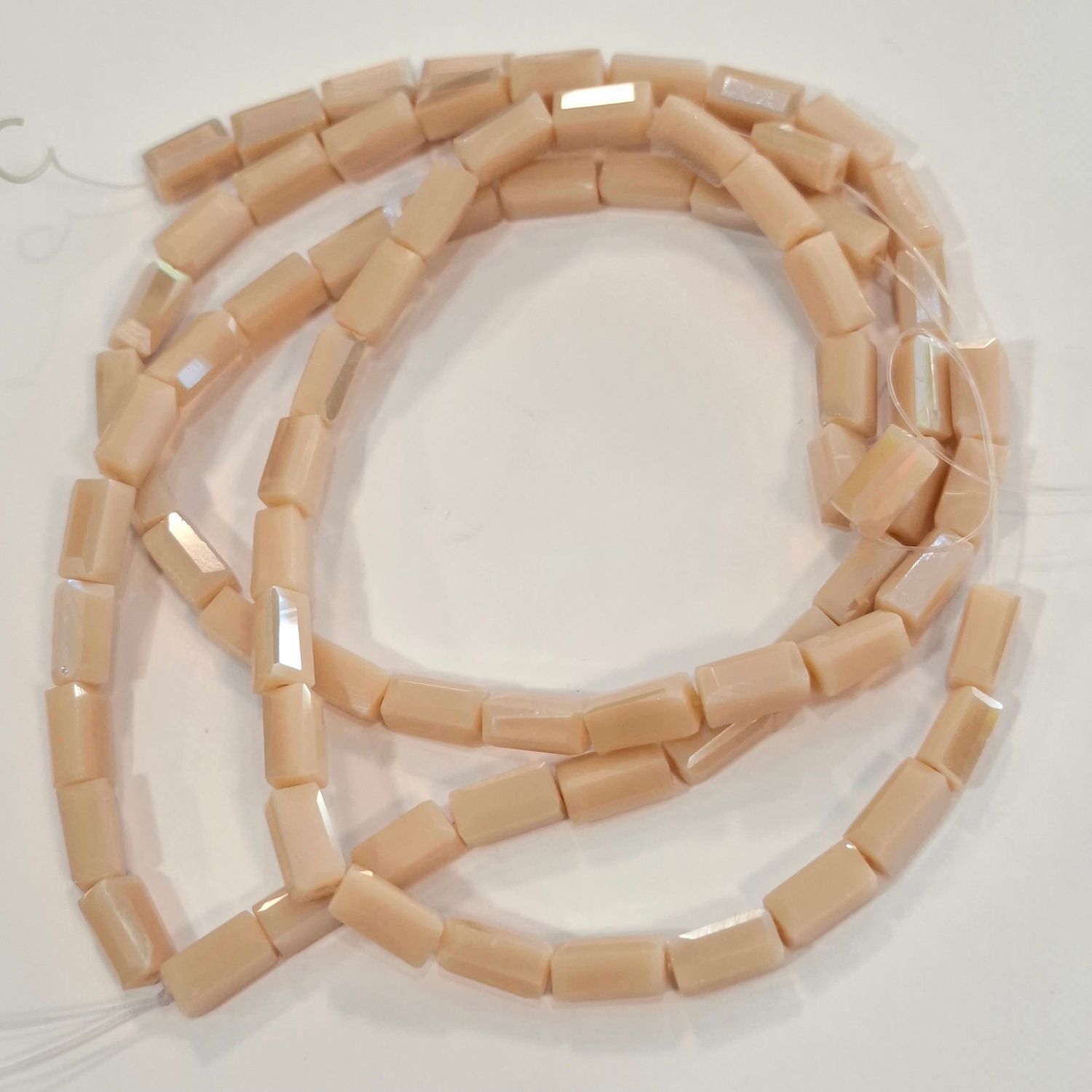 78 perles en verre tube beige 6,5x3mm