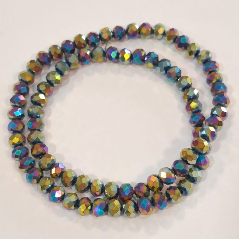 82 perles acryliques à facette 6x4mm irisé 