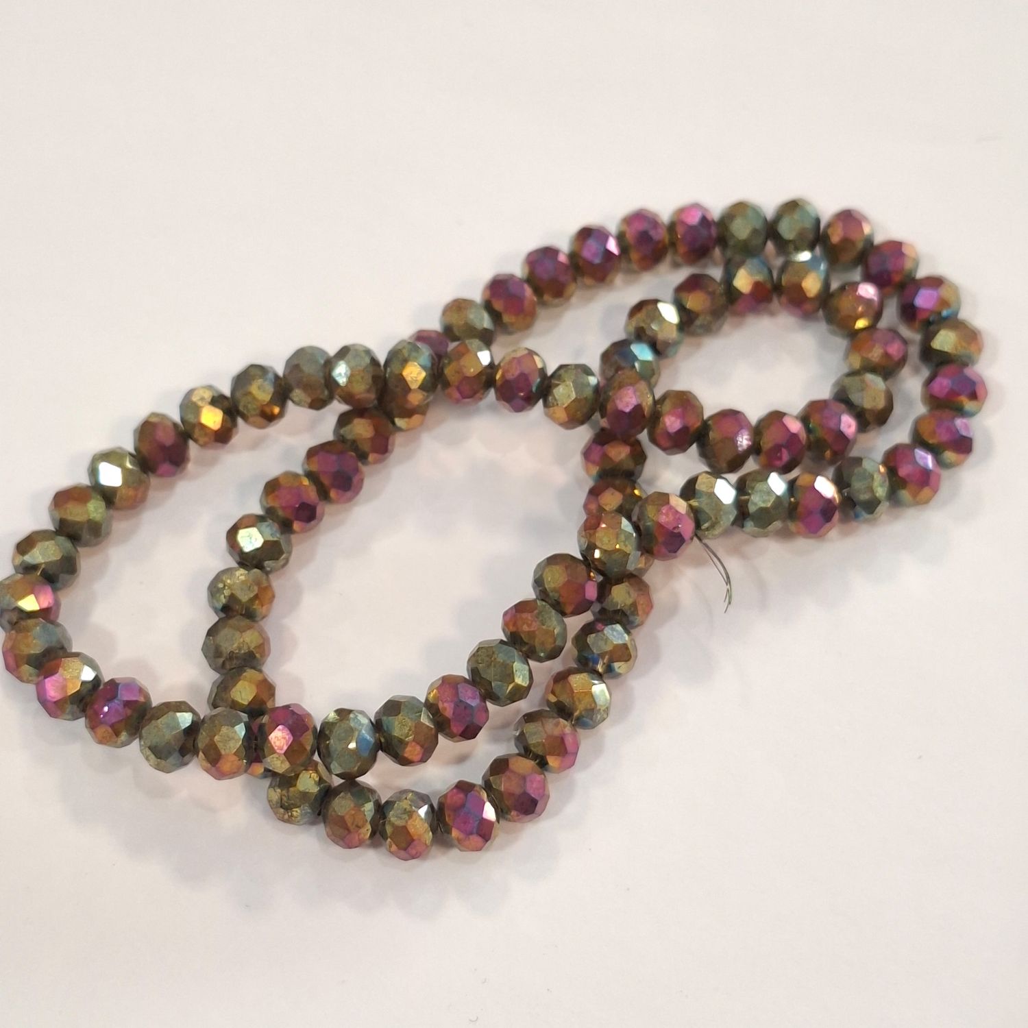 82 perles acryliques à facette 6x4mm rose doré irisé 