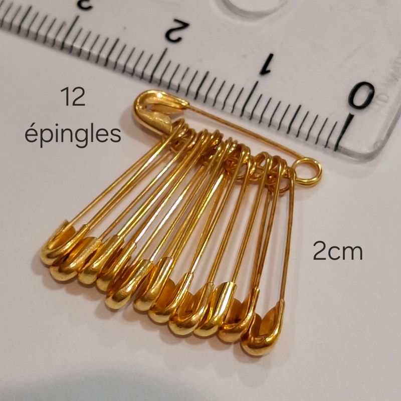 12 petites épingles à nourrice doré foncé 12 petites épingles à nourrice doré foncé