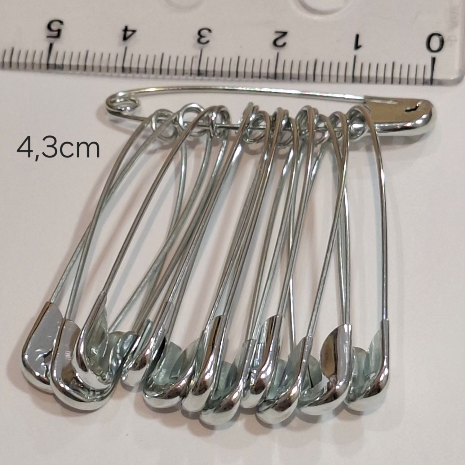 12 épingles à nourrice argenté 4,3cm