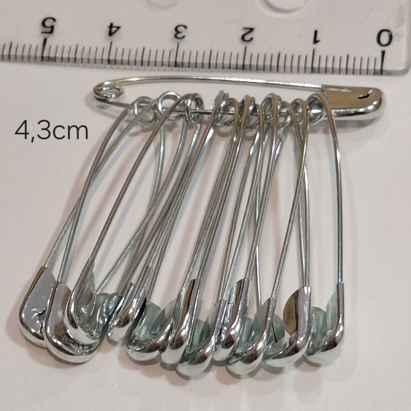 12 épingles à nourrice argenté 4,3cm 12 épingles à nourrice argenté 4,3cm