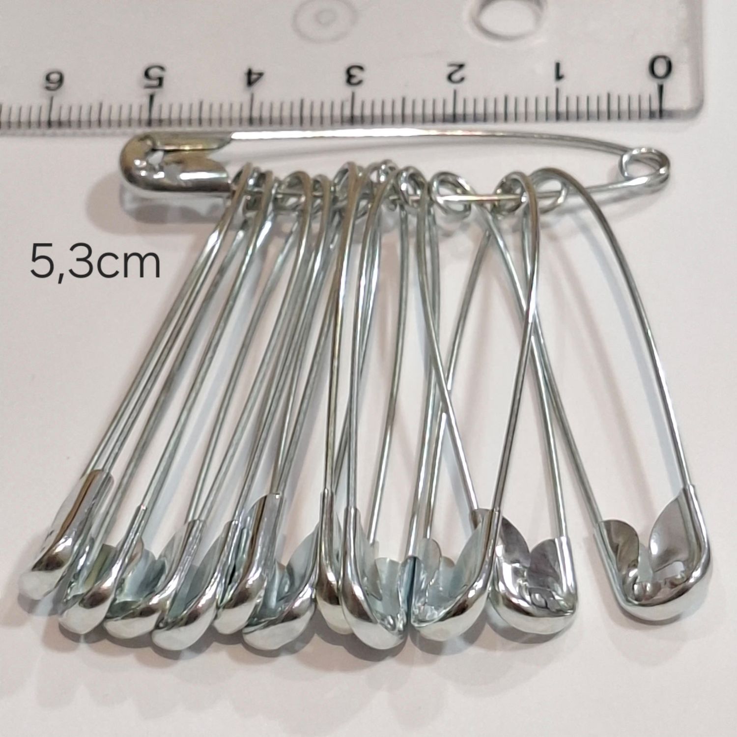 12 épingles à nourrice argenté 5,3cm