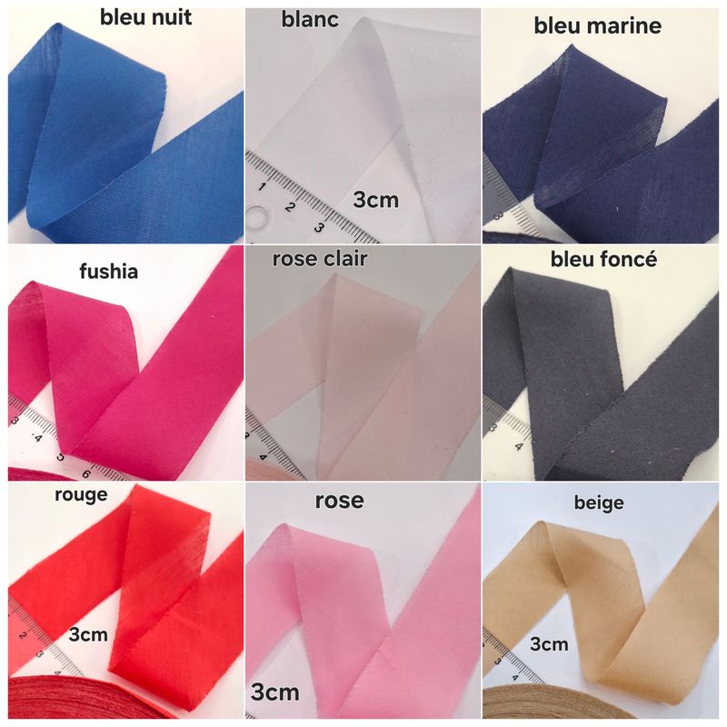 Bande tissu coton 3cm pour biais/passepoil
