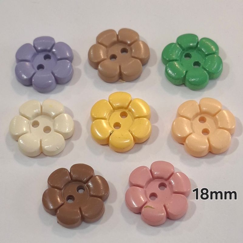 Bouton fleur en résine 18mm (choisissez vos couleurs)