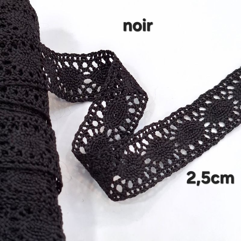Galon dentelle 2.5cm au mètre noir