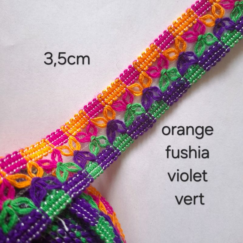 Galon kabyle orange fushia violet vert