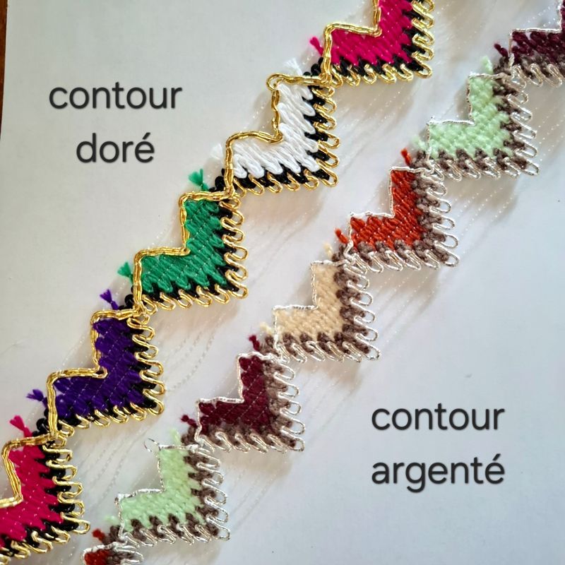 Galon kabyle coeur contour argenté ou doré