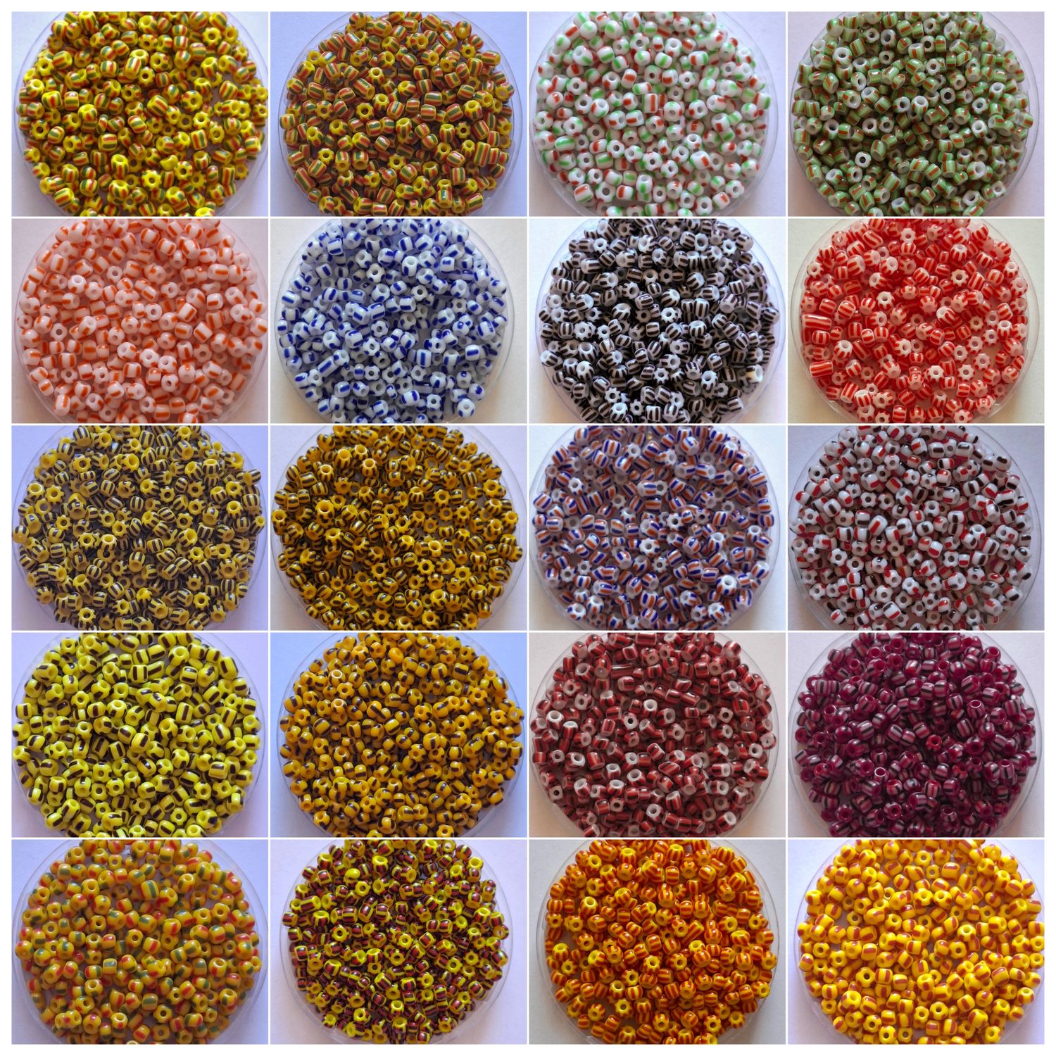 450 perles en verre 3mm rayé motif pastèque