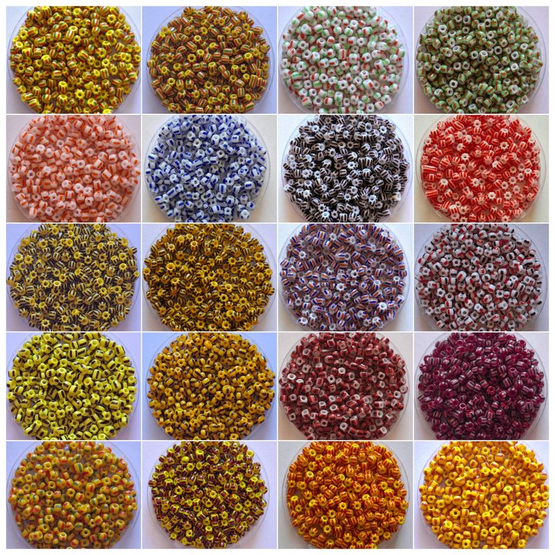 450 perles en verre 3mm rayé motif pastèque