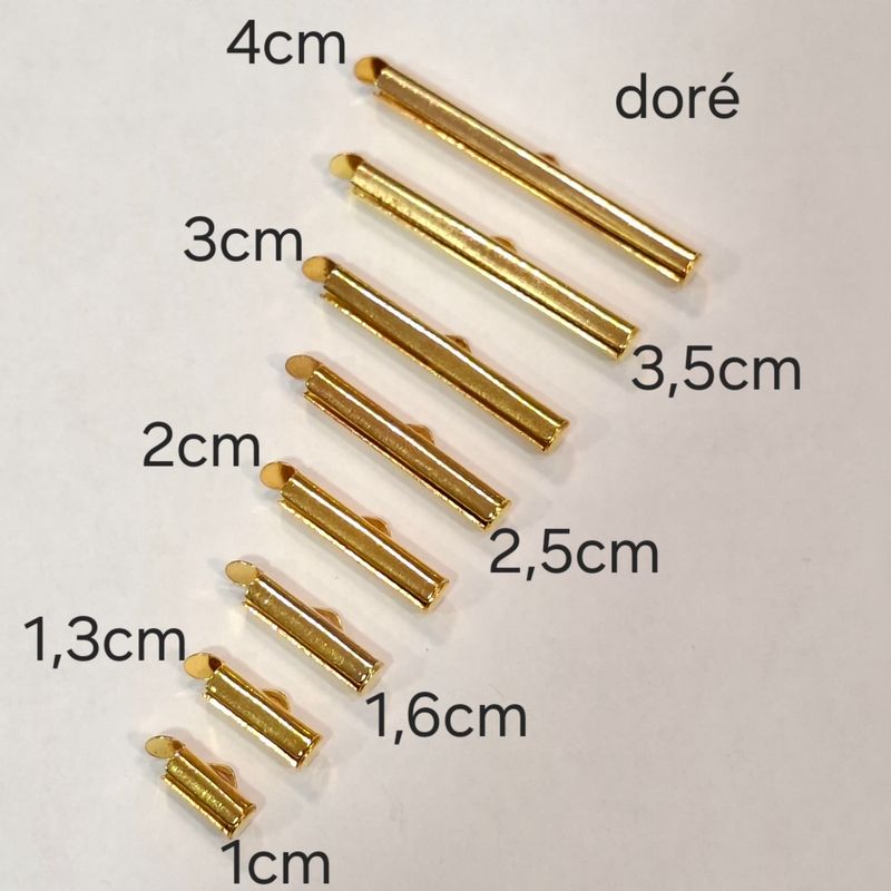 10 fermoir tube embout doré (8 longueurs)