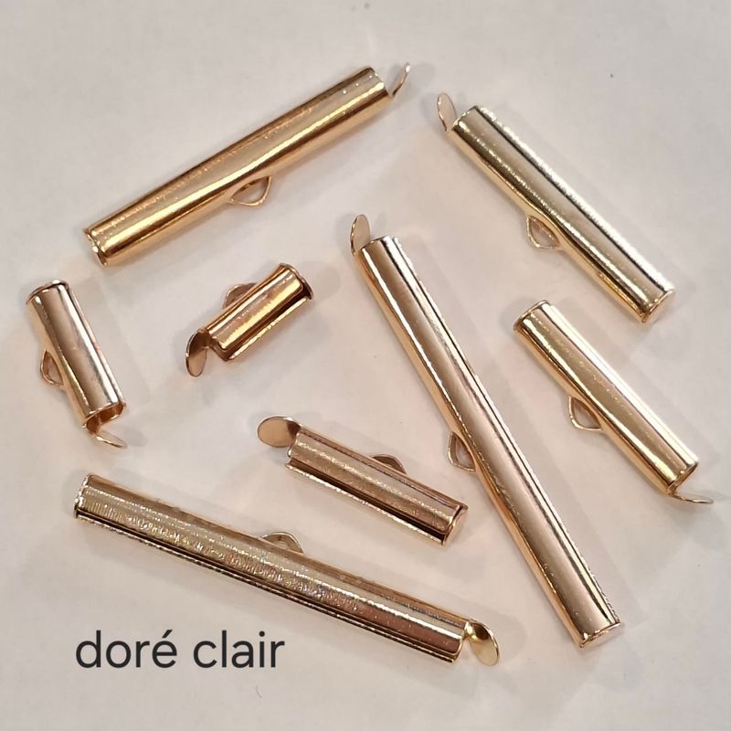 10 fermoir tube embout doré clair (8 longueurs)