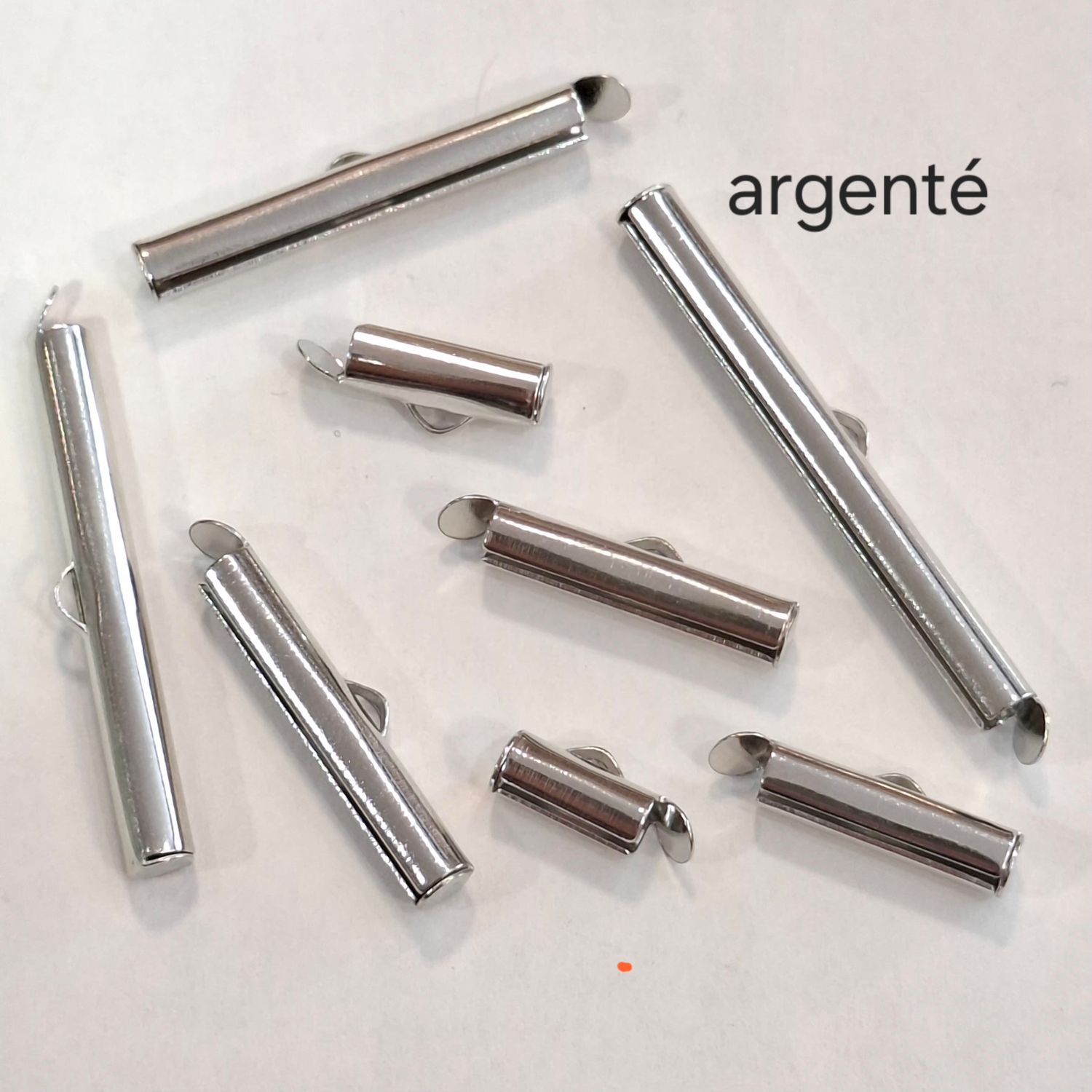 10 fermoir tube embout argenté (8 longueurs)