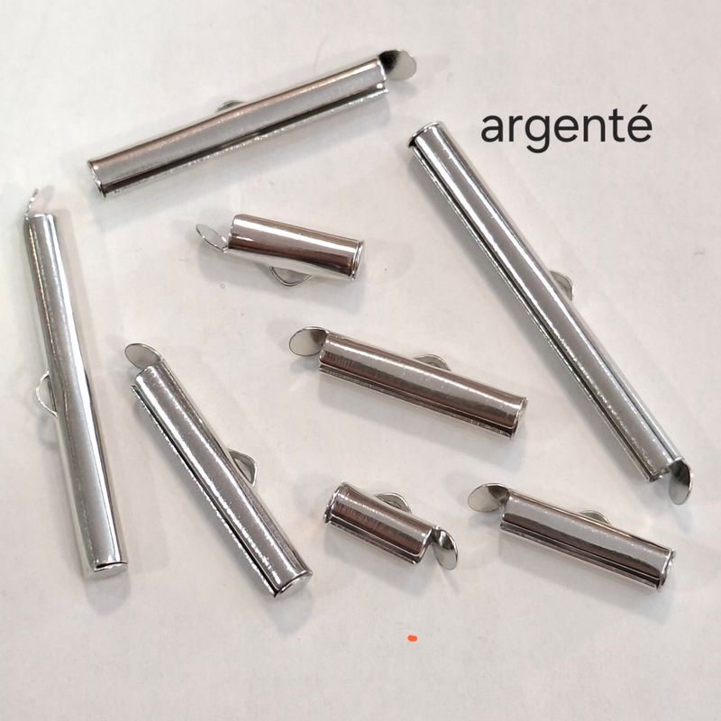 10 fermoir tube embout argenté (8 longueurs)