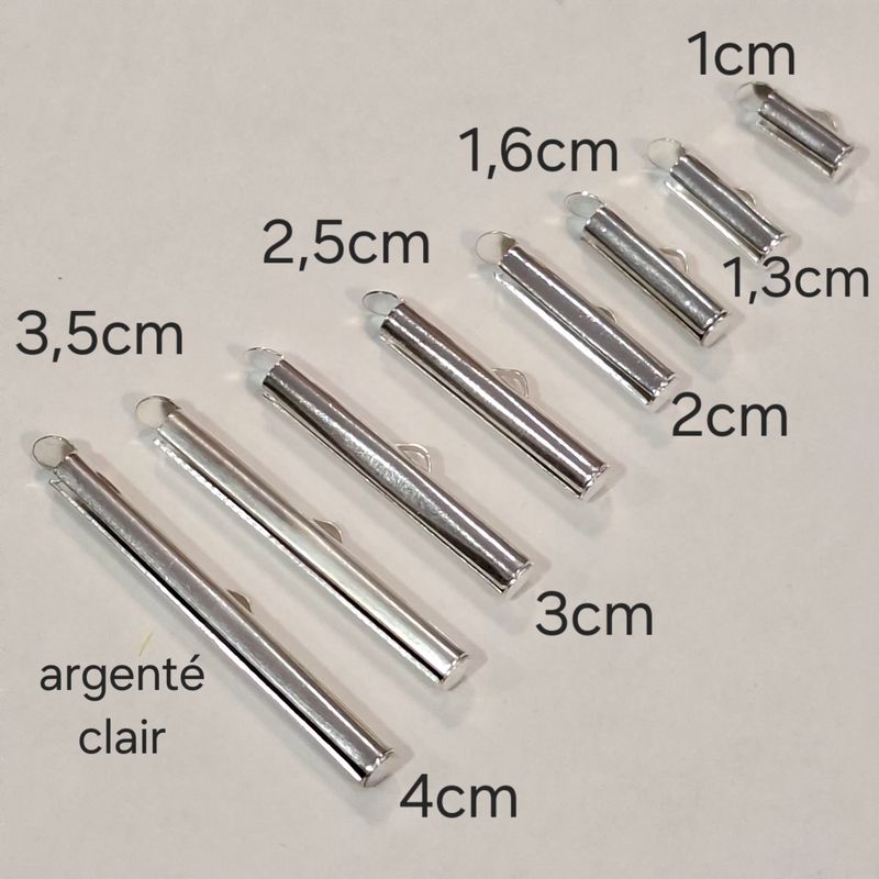 10 fermoir tube embout argenté clair (8 longueurs)