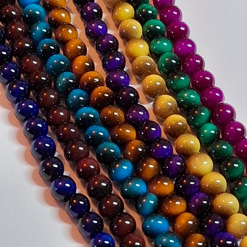40 perles en verre 6mm imitation oeil de tigre